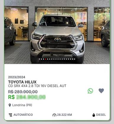 TOYOTA HILUX 2.8 D-4D TURBO DIESEL CD SRX 4X4 AUTOMÁTICO
